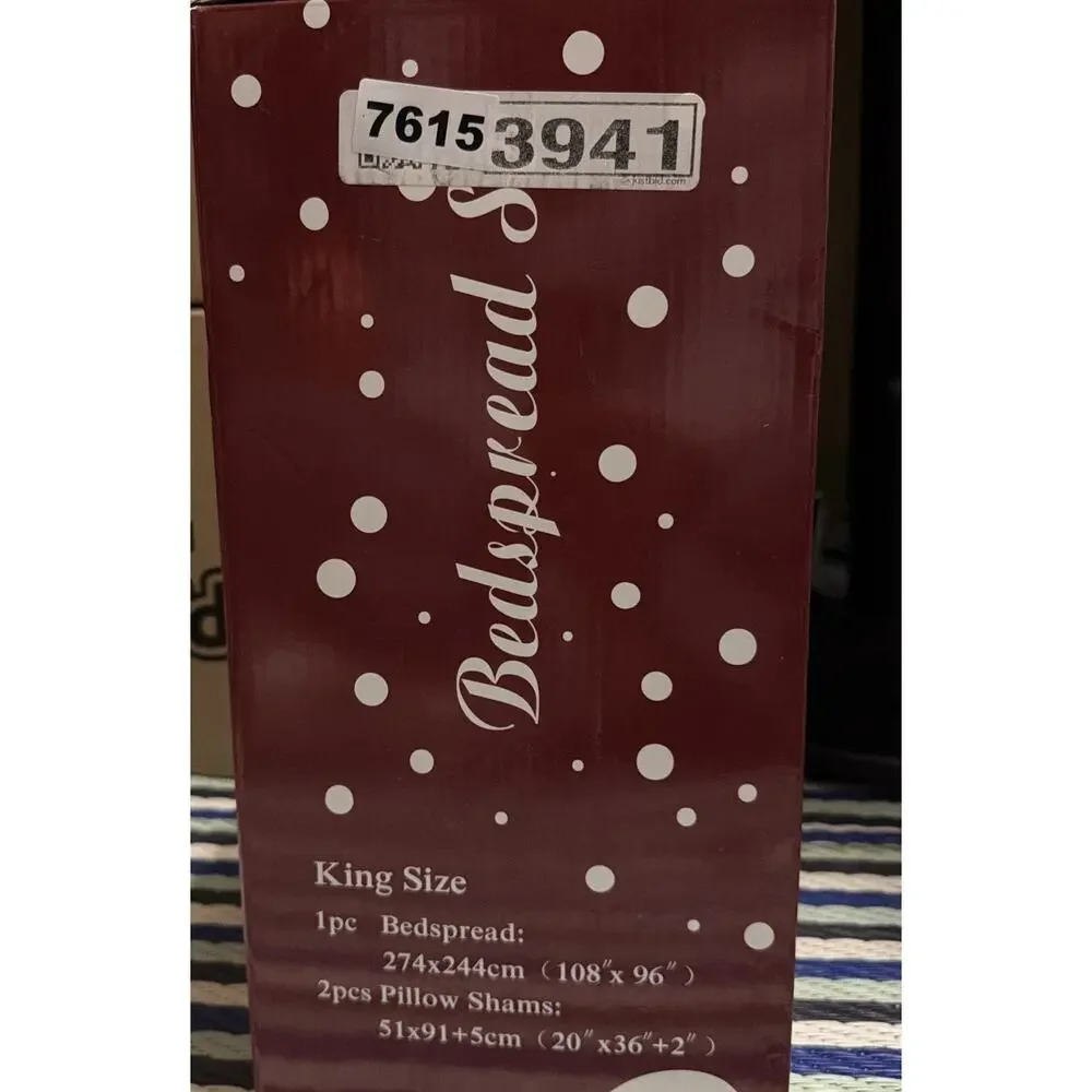3 Pcs Red Gray Christmas Reindeer Bedding Quilt Set King